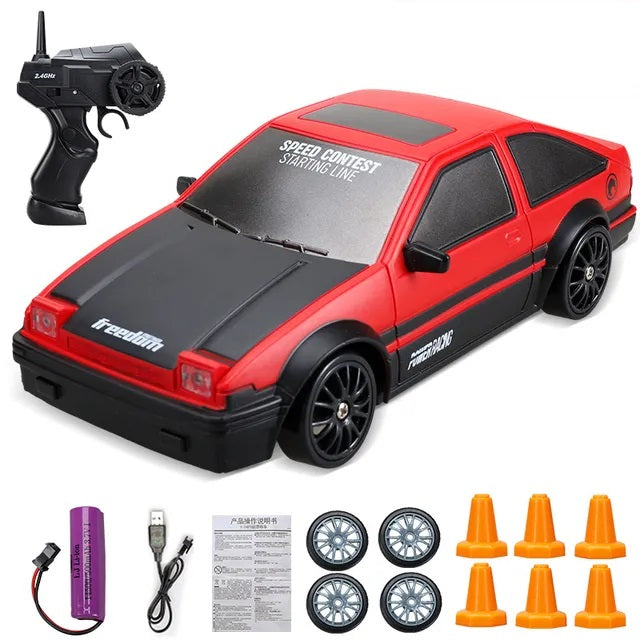 Mini carro de drift a control remoto + Kit de conos y llantas