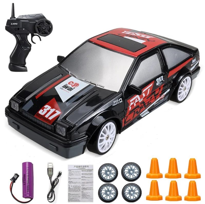 Mini carro de drift a control remoto + Kit de conos y llantas