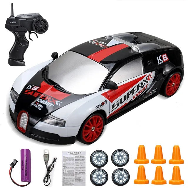 Mini carro de drift a control remoto + Kit de conos y llantas
