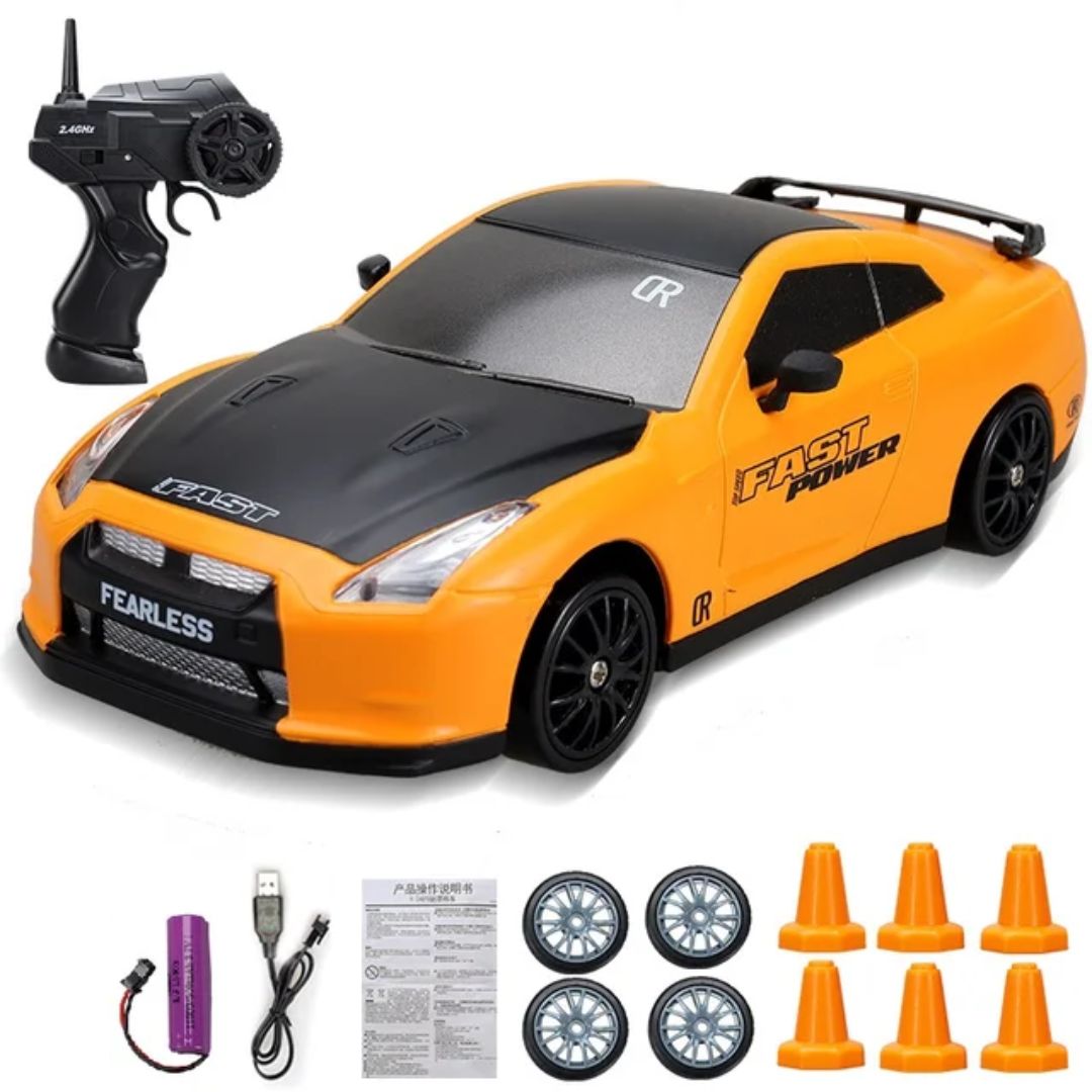 Mini carro de drift a control remoto + Kit de conos y llantas