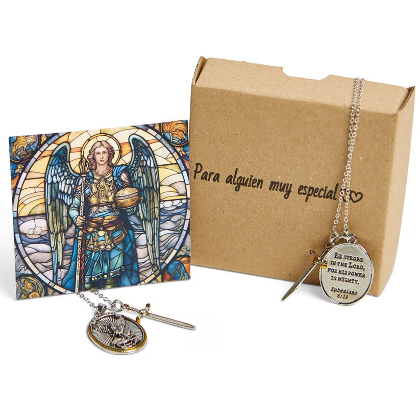 Cadena de Protección de San Miguel Arcángel - (Incluye Tarjeta de Oración y Caja)