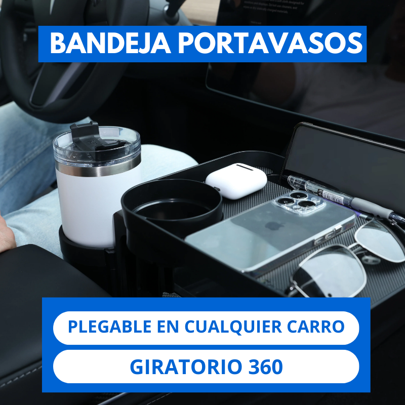 Bandeja portavasos para coche + Estuche de regalo