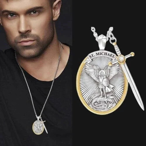Cadena de Protección de San Miguel Arcángel - (Incluye Tarjeta de Oración y Caja)