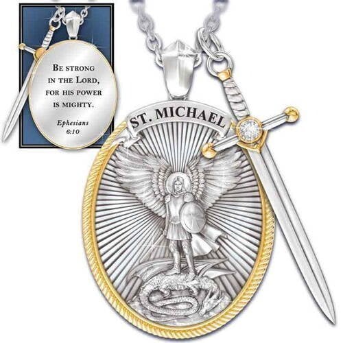 Cadena de Protección de San Miguel Arcángel - (Incluye Tarjeta de Oración y Caja)