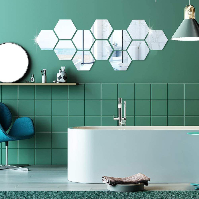 Espejos hexagonales adhesivos X12