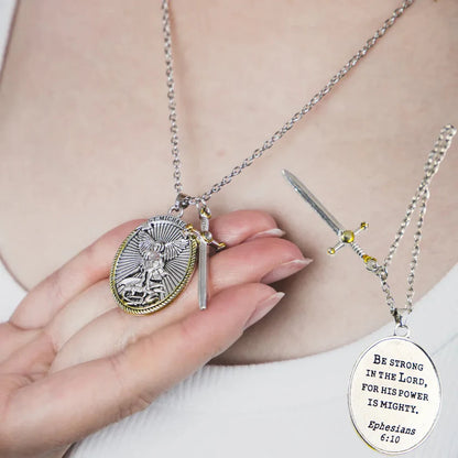 Cadena de Protección de San Miguel Arcángel - (Incluye Tarjeta de Oración y Caja)